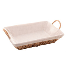 Imagem de CESTA RETANGULAR DE FIBRA NATURAL COM FORRO EM TECIDO E ALÇA 35CM X 25CM X 8CM - LYOR - Coliseu Presentes Ltda