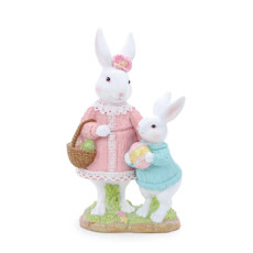 Imagem de COELHA E FILHA DECORATIVA DE RESINA CUTE FAMILY 7X13X22CM - CROMUS  - Cromus Embalagens Ind E Com Ltda