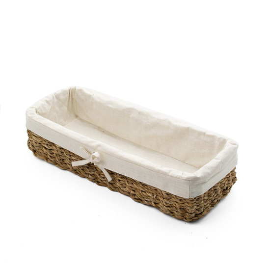 Imagem CESTA RETANGULARE TERRA EM FIBRA NATURAL COM TECIDO M 40X16X9CM - L'HERMITAGE