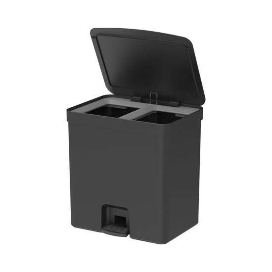 Imagem LIXEIRA DE PEDAL TRIUM 20 LITROS COM DUPLO COMPARTIMENTO COR PRETO - OU 