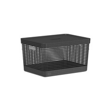 Imagem de CESTO ORGANIZADOR GRID COM TAMPA 20 LITROS COR PRETO 28X38X22,2CM - OU  - Martiplast Ind Com De Plasticos Ltda