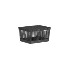 Imagem de CESTO ORGANIZADOR GRID COM TAMPA 8 LITROS COR PRETO 15,2X22X28CM  - OU  - Martiplast Ind Com De Plasticos Ltda