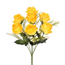 Imagem de BUQUÊ DECORATIVO DE ROSAS AMARELAS EM PLÁSTICO MOLDÁVEL 40X28 CM - GRILLO - Grillo Ltda