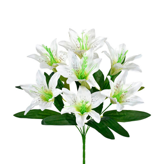 Imagem BUQUÊ DECORATIVO DE LÍRIO CREME EM PLÁSTICO MOLDÁVEL 35X10 CM - GRILLO