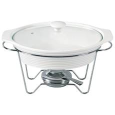 Imagem de RECHAUD OVAL EM PORCELANA COM QUEIMADOR 2,3L L37XP24,5XA22CM - DYNASTY - Full Fit Ind Imp E Com Ltda 