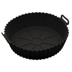 Imagem de FORMA REDONDA DE SILICONE PARA AIR FRYER PRETA 19CM X 6,5CM - LYOR - Coliseu Presentes Ltda