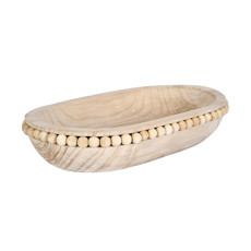 Imagem de CENTRO DE MESA OVAL EM MADEIRA NATURAL 10X30X51CM - GRILLO 53191 - Grillo Ltda