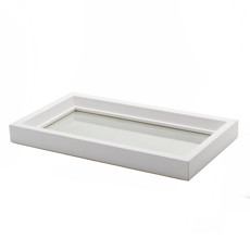 Imagem de BANDEJA DECORATIVA COM FUNDO ESPELHADO COR BRANCO 34X19X3CM BUSS E WESSLER  - Buss E Wessler Ltda