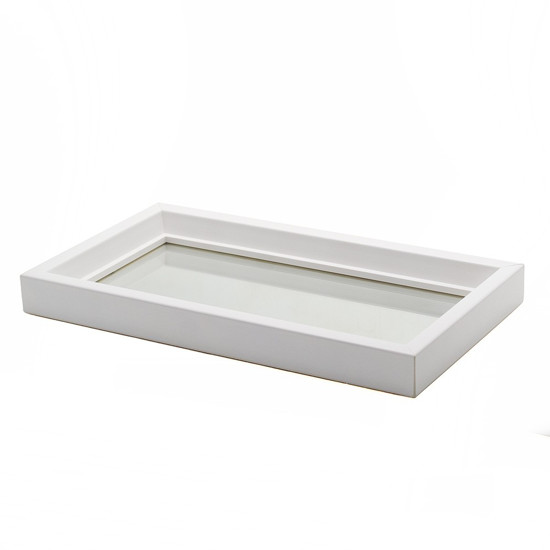 Imagem BANDEJA DECORATIVA COM FUNDO ESPELHADO COR BRANCO 34X19X3CM BUSS E WESSLER 