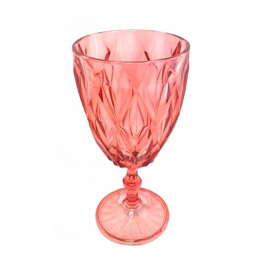 Imagem TAÇA DIAMANTE COR ROSA CRISTAL EM PLASTICO 9X17CM 300 ML - PLASTIFESTA 