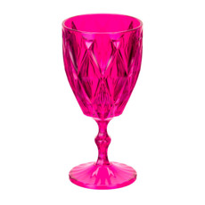 Imagem de TAÇA DIAMANTE COR ROSA TRANSLUCIDO CRISTAL EM PLASTICO 9X17CM 300 ML - PLASTIFESTA  - Plastifesta Comercio E Industrias Eirelli