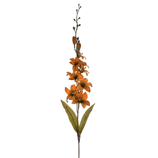 Imagem HASTE ORQUIDEA CETIM X 11 C FOLHAS MOSTARDA 10X82CM - GRILLO 30548