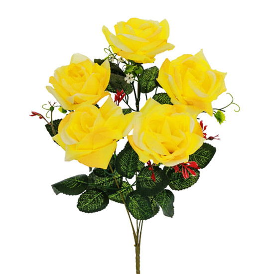 Imagem BUQUÊ DECORATIVO DE ROSA DIAMANTE AMARELA EM PLÁSTICO MOLDÁVEL 46X20 CM - GRILLO