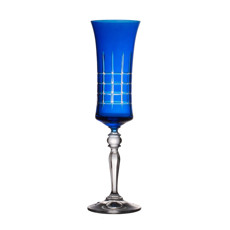 Imagem de TAÇA PARA CHAMPANHE LAPIDADA EM CRISTAL ECOLÓGICO 190ML A25CM COR AZUL - BOHEMIA - Full Fit Industria Importacao E Comercio Ltda.