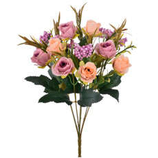 Imagem de BUQUÊ MINI ROSA COM COMPLEMENTOS X7 MALVA 15X35CM - GRILLO 51423 - Grillo Ltda