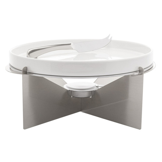 Imagem RECHAUD DE CERÂMICA COM SUPORTE DE AÇO INOX E FACA 30CM X 30CM X 13CM - WOLFF