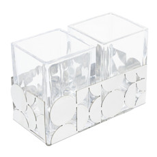 Imagem de PORTA TALHERES DE AÇO INOX COM CRISTAL BAUHAUS 18CM X 10CM X 7,5CM - WOLFF - Rojemac Impotacao E Exportacao Ltda