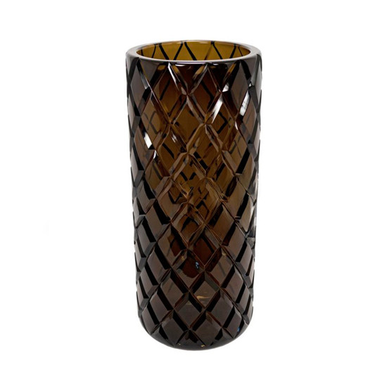 Imagem VASO DECORATIVO EM VIDRO COR MARROM G 15X15X37CM - LUCATTI 