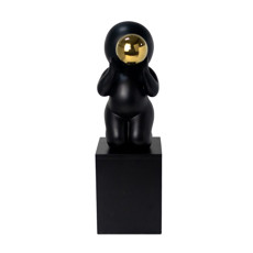 Imagem de ESCULTURA DECORATIVA COR PRETO E DOURADO EM RESINA 14X14X45CM - GRILLO 54380 - Grillo Ltda