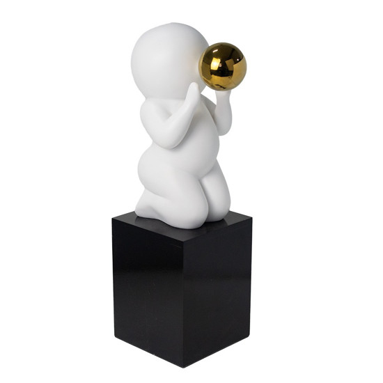 Imagem ESCULTURA DECORATIVA COR BRANCO E DOURADO EM RESINA 14X14X45CM - GRILLO 54380