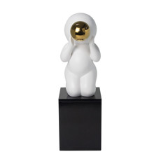 Imagem de ESCULTURA DECORATIVA COR BRANCO E DOURADO EM RESINA 14X14X45CM - GRILLO 54380 - Grillo Ltda