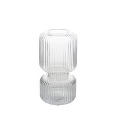 Imagem de VASO DECORATIVO DE VIDRO TRANSPARENTE 14X14X26CM - GRILLO 54739 - Grillo Ltda