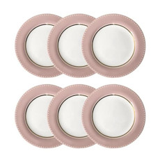 Imagem de JOGO DE PRATOS SOBREMESA EM PORCELANA STRAUSS ROSE LINE 23CM 6 PEÇAS - Oxford Porcelanas S/A