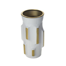 Imagem de VASO DECORATIVO DE CERÂMICA COR BRANCO E DOURADO 7X9,5X20CM - GRILLO 54861 - Grillo Ltda