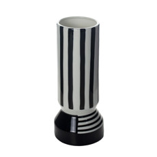 Imagem de VASO DECORATIVO DE CERÂMICA COR BRANCO E PRETO 11X9X26CM - GRILLO 55028 - Grillo Ltda