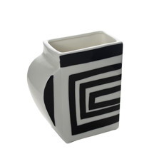 Imagem de VASO DECORATIVO DE CERÂMICA COR BRANCO E PRETO 13X6X15CM - GRILLO 55024 - Grillo Ltda