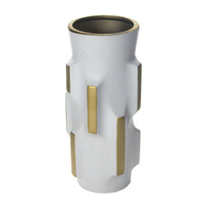 Imagem de VASO DECORATIVO DE CERÂMICA COR BRANCO E DOURADO 9X10X27CM - GRILLO 54860 - Grillo Ltda