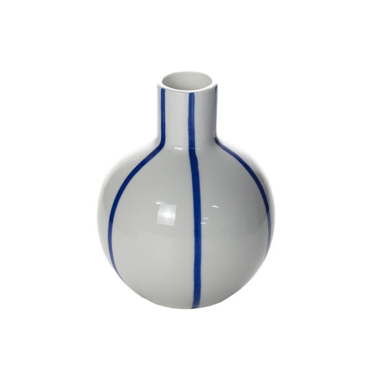 Imagem VASO DECORATIVO DE CERÂMICA COR BRANCO E AZUL 11X11X14CM - GRILLO 55021