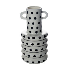 Imagem de VASO DECORATIVO DE CERÂMICA COR BRANCO E PRETO 14X7,5X27CM - GRILLO 55020 - Grillo Ltda