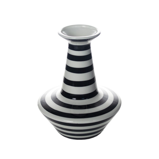 Imagem VASO DECORATIVO DE CERÂMICA COR BRANCO E PRETO 15X15X20CM - GRILLO 55029