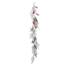 Imagem de GALHO LONGO DECORATIVO COM FUTAS VERMELHA NEVADO 4X12X140CM - CROMUS  - Cromus Embalagens Ind. E Com. Ltda