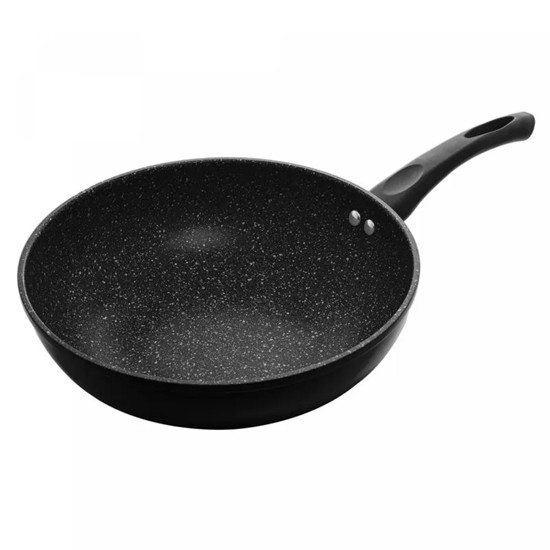 Imagem FRIGIDEIRA WOK DE INDUÇÃO EM ALUMÍNIO COM REVESTIMENTO CERÂMICO GRANILITE PRETA 28CM - LYOR