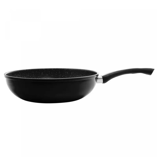 Imagem FRIGIDEIRA WOK DE INDUÇÃO EM ALUMÍNIO COM REVESTIMENTO CERÂMICO GRANILITE PRETA 28CM - LYOR