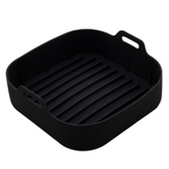 Imagem FORMA QUADRADA DE SILICONE PARA AIR FRYER PRETA 16CM X 5,5CM - LYOR