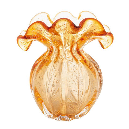 Imagem VASO DE VIDRO ITALY ÂMBAR 13,5CM X 11CM X 14CM - LYOR