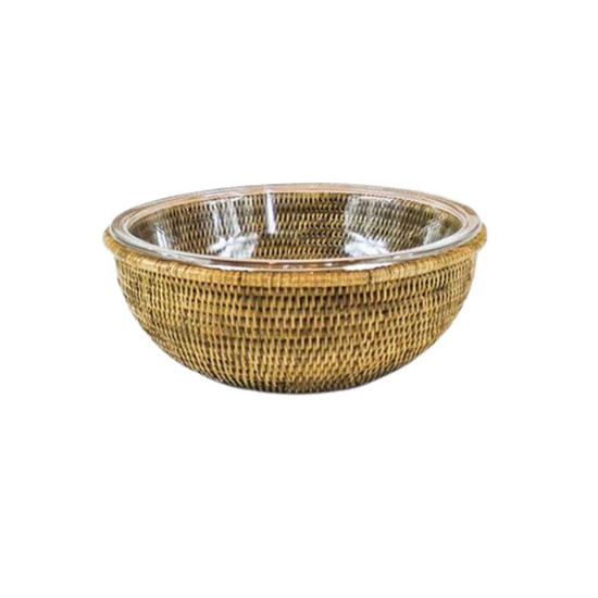 Imagem BOWL DE VIDRO 28 CM COM SUPORTE EM RATTAN MAYA - NATURAL HOME 