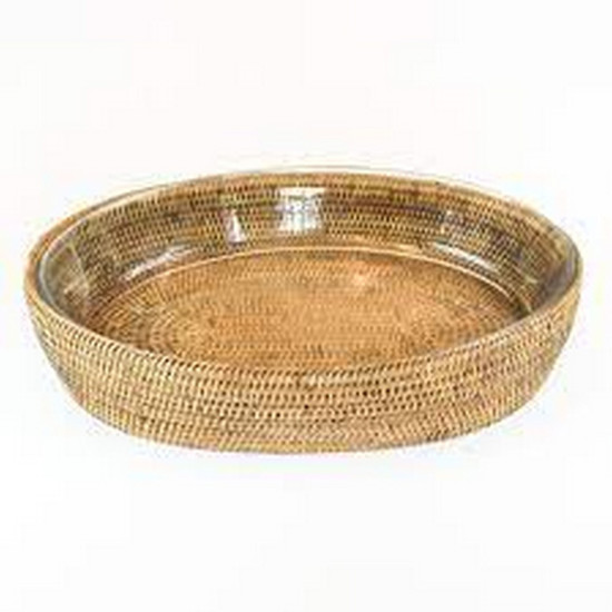 Imagem REFRATÁRIO OVAL 41 CM COM SUPORTE EM RATTAN MAYA - NATURAL HOME 