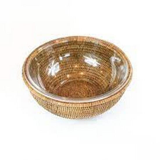 Imagem BOWL DE VIDRO 28 CM COM SUPORTE EM RATTAN MAYA - NATURAL HOME 