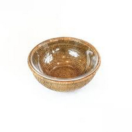 Imagem BOWL DE VIDRO 22 CM COM SUPORTE EM RATTAN MAYA - NATURAL HOME 