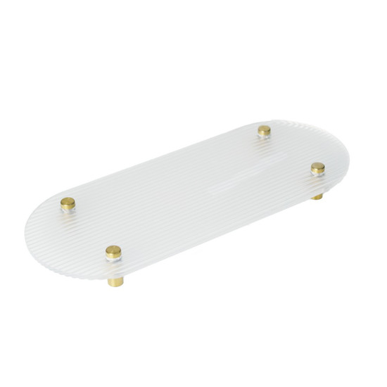 Imagem BANDEJA DECORATIVA DE ACRÍLICO E AÇO INOX 30X12X2,9CM - MABRUK 