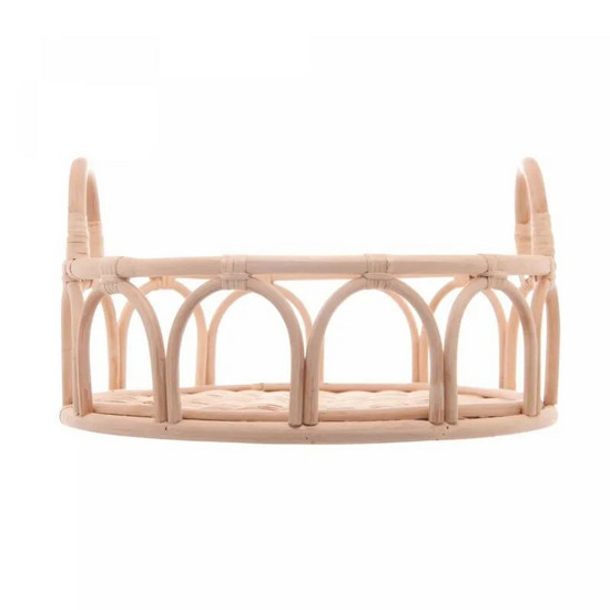 Imagem BANDEJA REDONDA DE RATTAN COM ALÇA NATURE 30CM X 30CM X 16,5CM - WOLFF