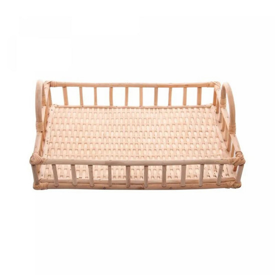 Imagem BANDEJA DE RATTAN COM ALÇA NATURE 37,5CM X 28CM X 14CM - WOLFF