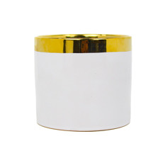 Imagem de VASO DECORATICO DE CERÂMICA COR BRANCO E DOURADO 11,5X11,5X10CM - GRILLO 54784 - Grillo Ltda