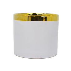 Imagem de VASO DECORATICO DE CERÂMICA COR BRANCO E DOURADO 14X14X12,5CM - GRILLO 54784 - Grillo Ltda