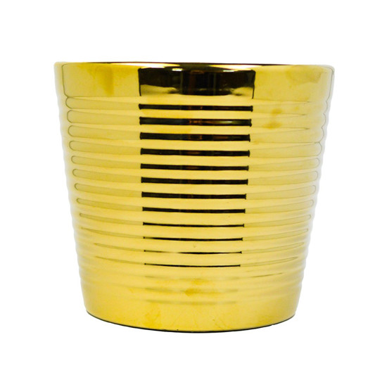 Imagem VASO DECORATIVO DE CERÂMICA COR DOURADO 15X15X13CM - GRILLO 54775