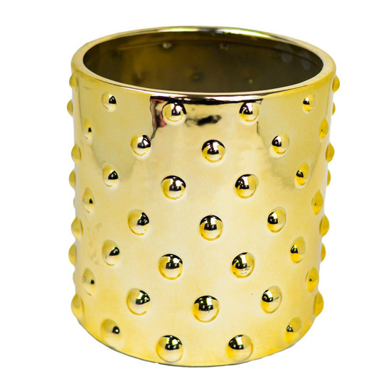 Imagem VASO DECORATIVO DE CERÂMICA COR DOURADO 15X15X16CM - GRILLO 54776